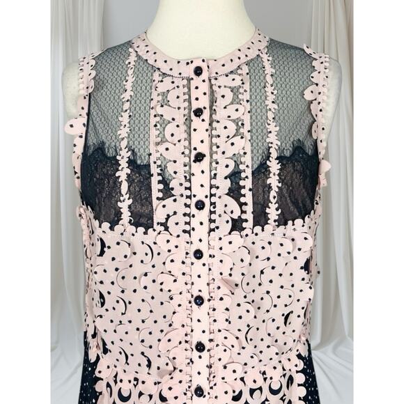 Byron Lars Beguile Navy Pink Laser Cut Sheath Dress – Size 6, Elegant Lace - Picture 3 of 11